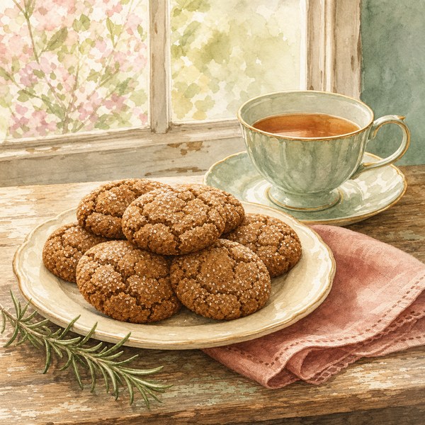 Beverly's molasses cookies with tea